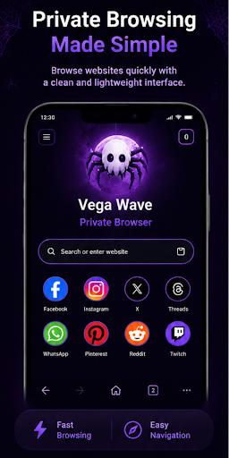 Vega Wave: Private Browser app screenshot